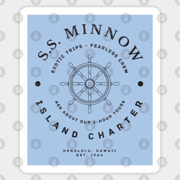 S.S. Minnow Island Charter - modern vintage logo Sticker by BodinStreet